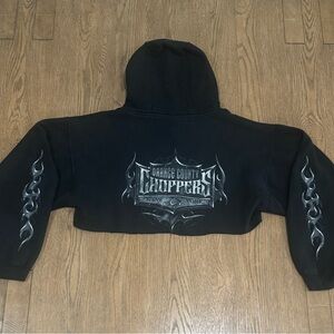 Orange County Choppers Cropped Hoodie Oversized Small OCC Biker Flame Y2K